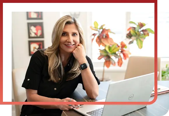 Julianna at her laptop.